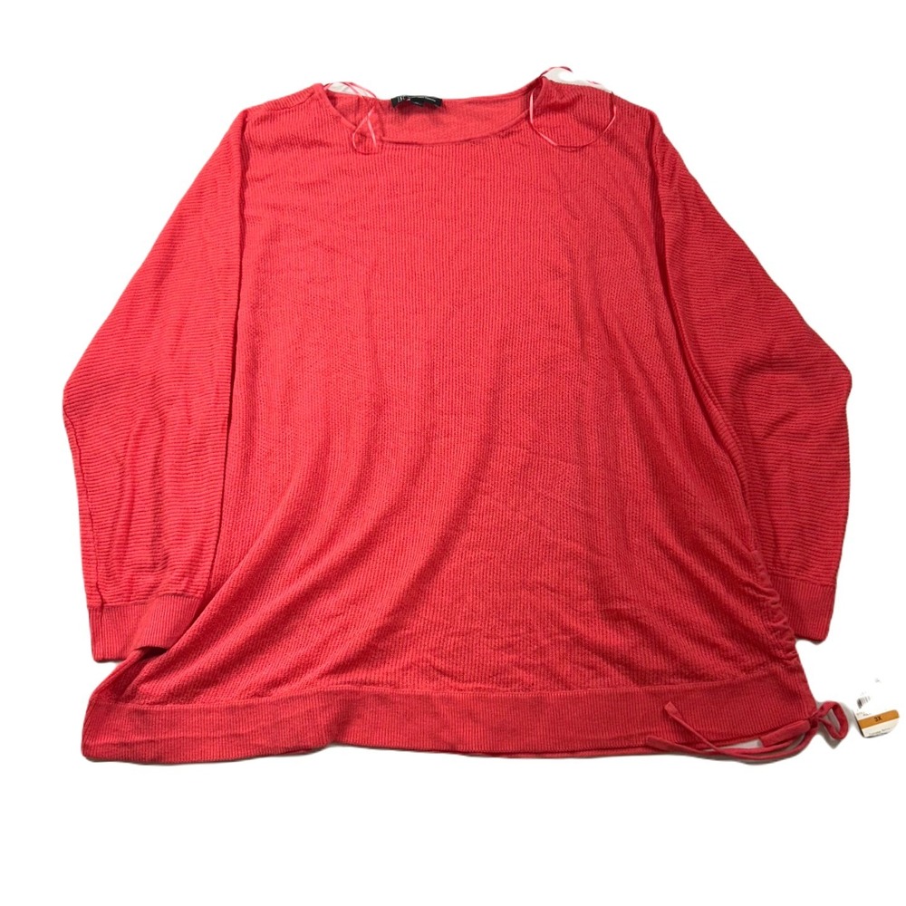 INC Drawstring Sweater Womens 3X Plus Polished Coral Pullover Boat Neck NEW